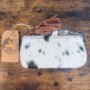 CatchFly Hair on Hide Western Shoulder Bag-Cowhide Leather Clutch NWT